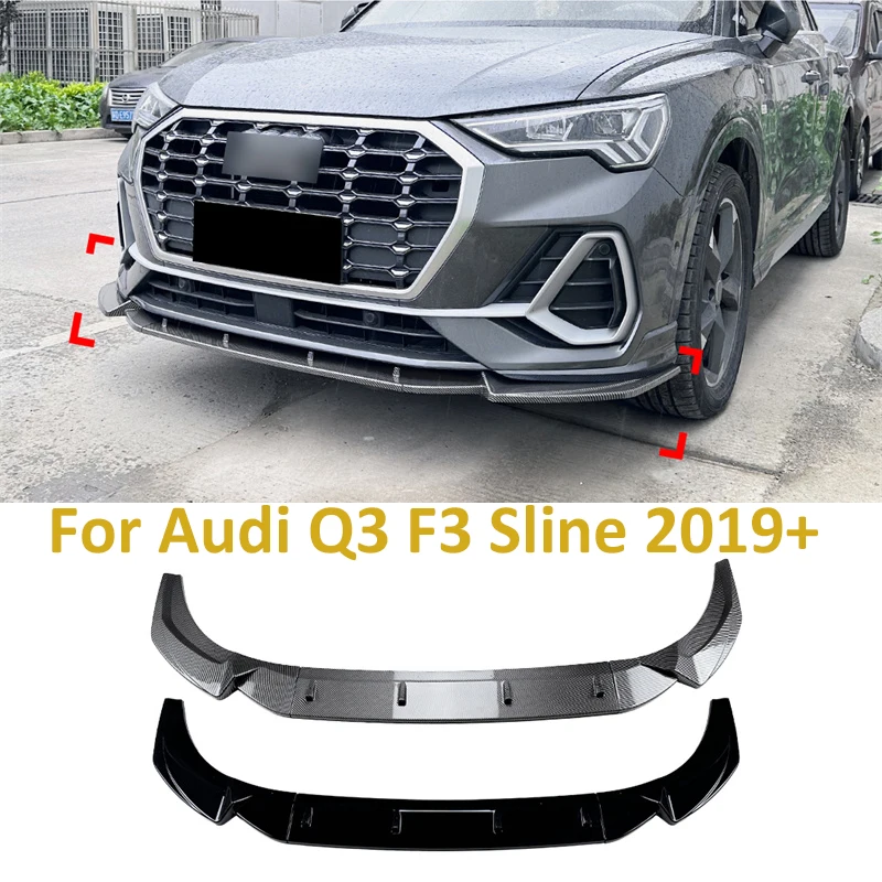 

3PCS GLOSS Car Front Bumper Lip Spoiler Splitter Protector For Audi Q3 F3 Sline 2019 + Diffuser Splitter Cover Gurad