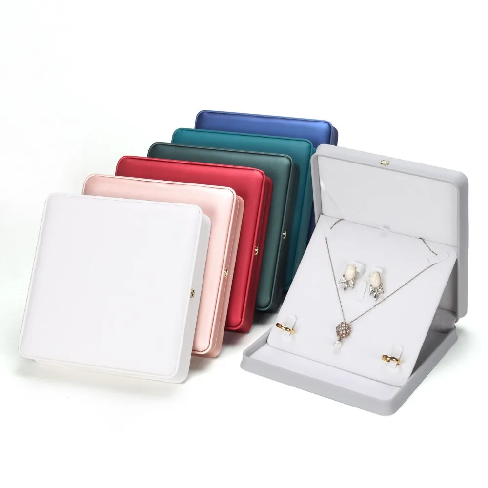 New Pearl Necklace Storage Box Set PU Leather Crown for Wedding Pendants Jewelry Organizer Gifts Packaging Display  Jewelry Box