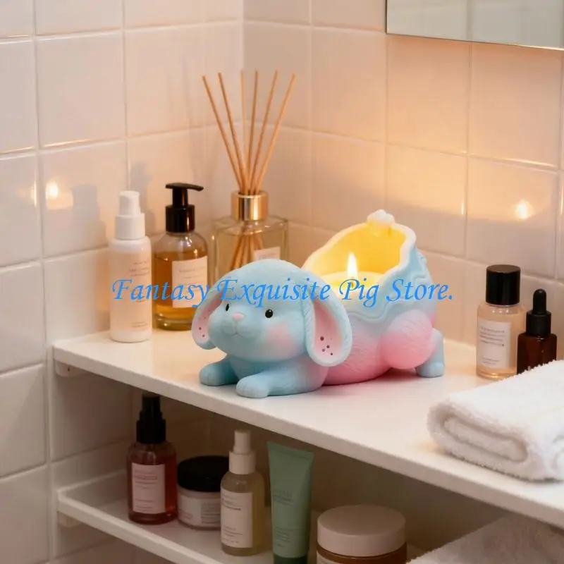 Rabbits Silicone Mould Resin Jewelry Cement Planter DIY Craft Projects 