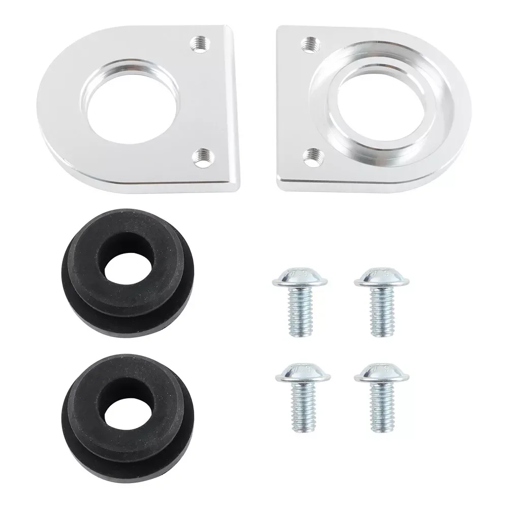 

Silver Aluminum Radiator Lower Bracket Relocator With Low Profile Bushings Pair For Honda DIY Upgrade Accessories