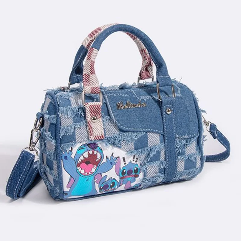 Cute Stitch Ladies New Fashion Versatile Personality Interesting Creative Cartoon Pattern Denim Hole Stitching Handbag Crossbody