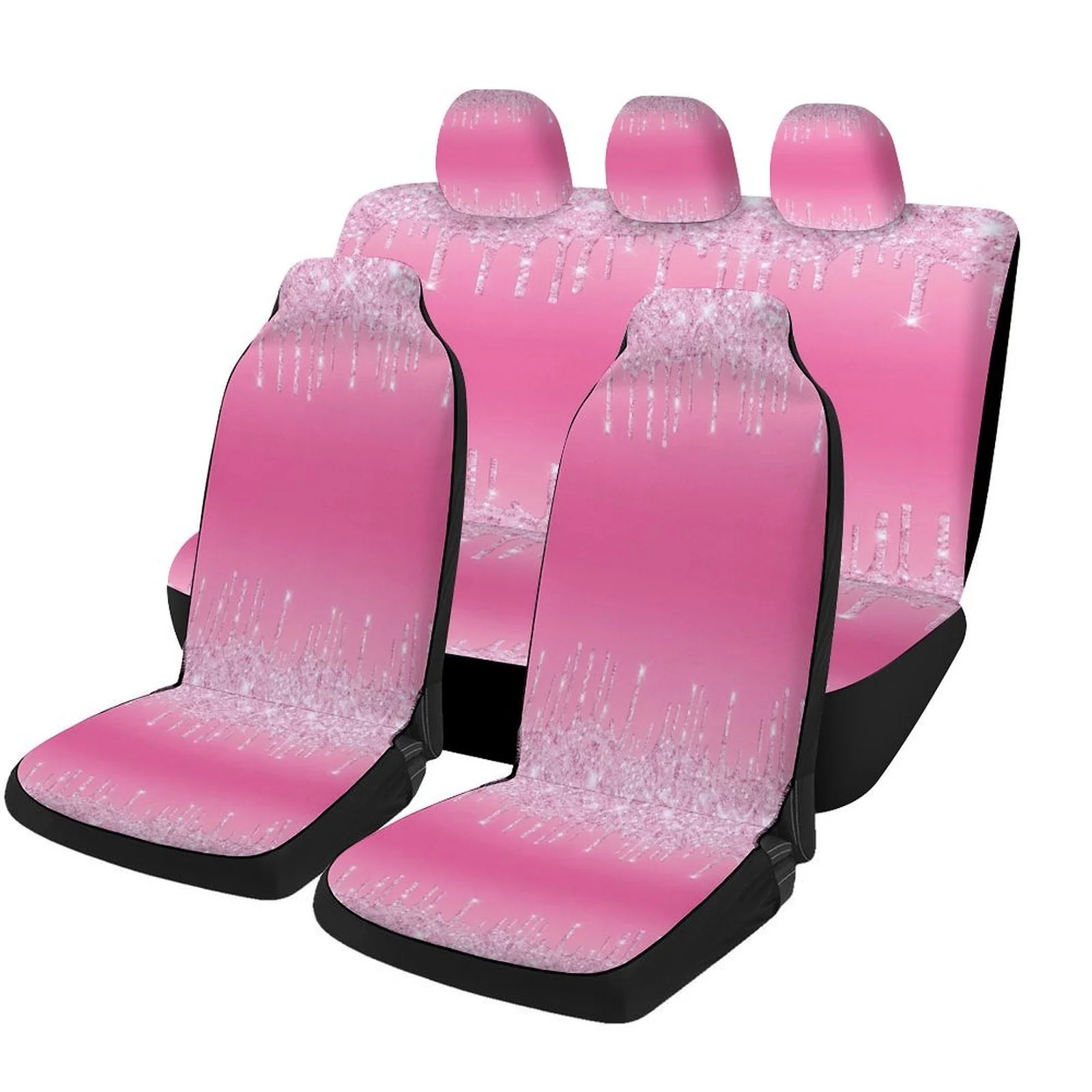 

Crystal Icicles Pink Car Seat Covers - Universal Fit, Trendy Novelty High-Quality Polyester Seat Protectors For Most Cars, Machi