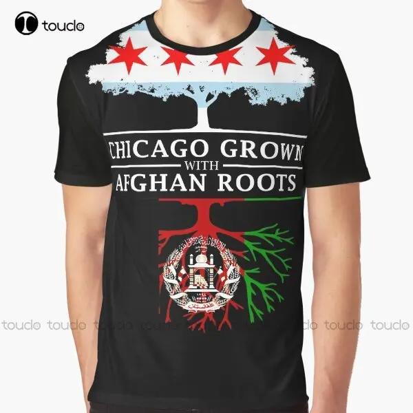 Chicago Grown With Afghan Roots Graphic T-Shirt Custom Aldult Teen Unisex Digital Printing Tee Shirts Christmas Gift Xs-5Xl