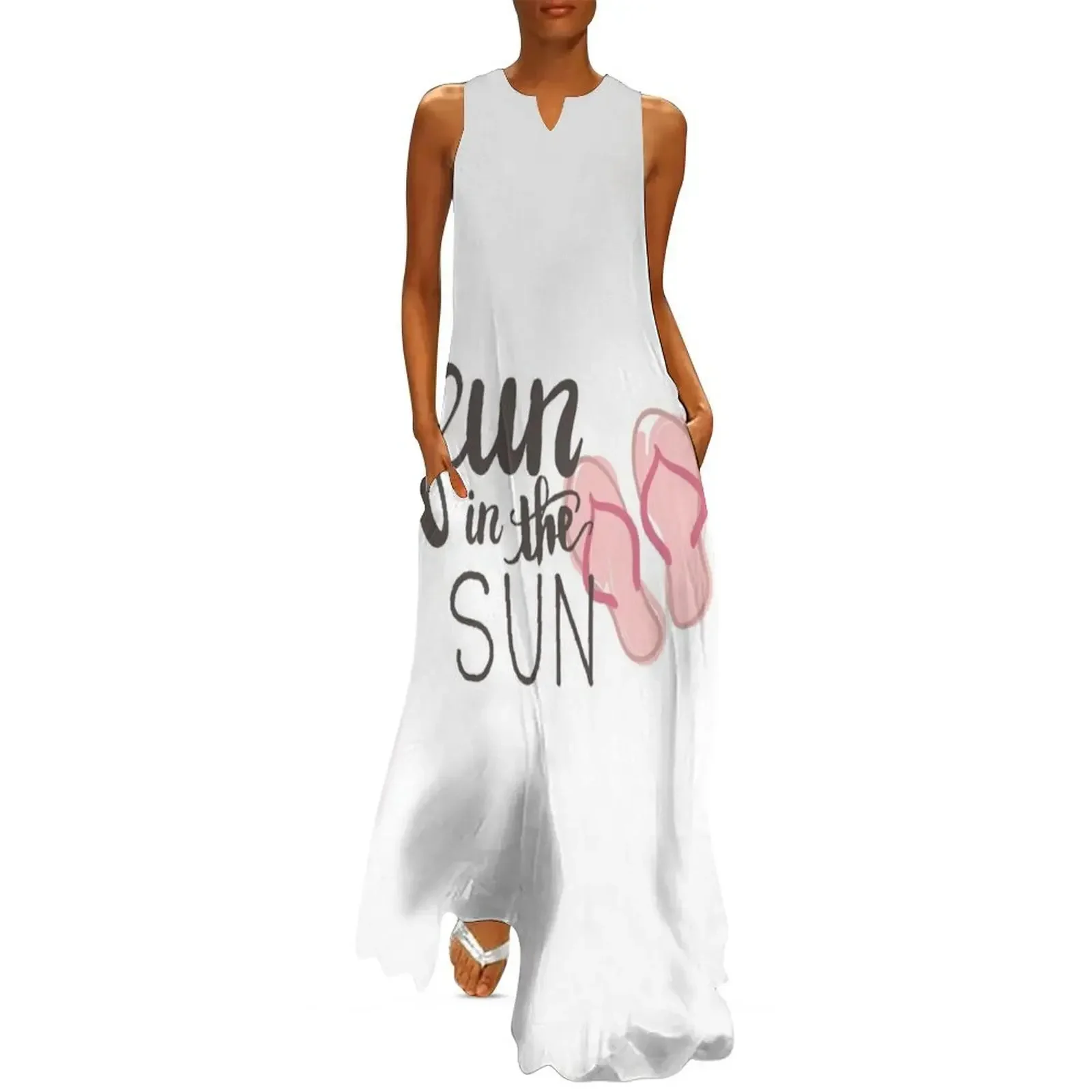 

Fun in the sun - hand drawn illustration Long Dress dresses summer Summer skirt Women's evening dress Dress