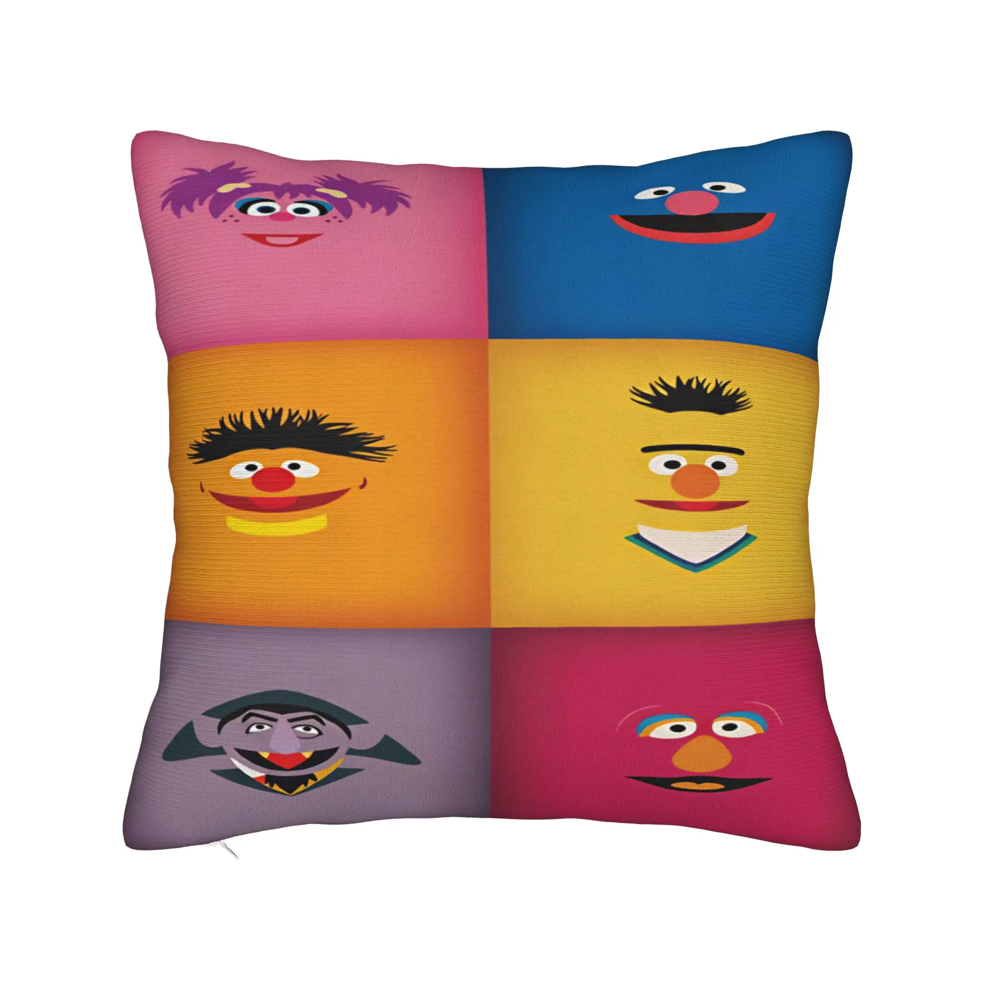 Sesames Streets Pillow Cover Elmo Anime Monster  Design Cushion Cover Funny Pillow Case For Living Room Sofa