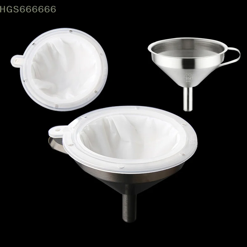 

100/120/200/300/400/450 For Fruit Milk Traditional Chinese Medicine Oil White Wine Mesh Nylon Filter Stainless Steel Funnel