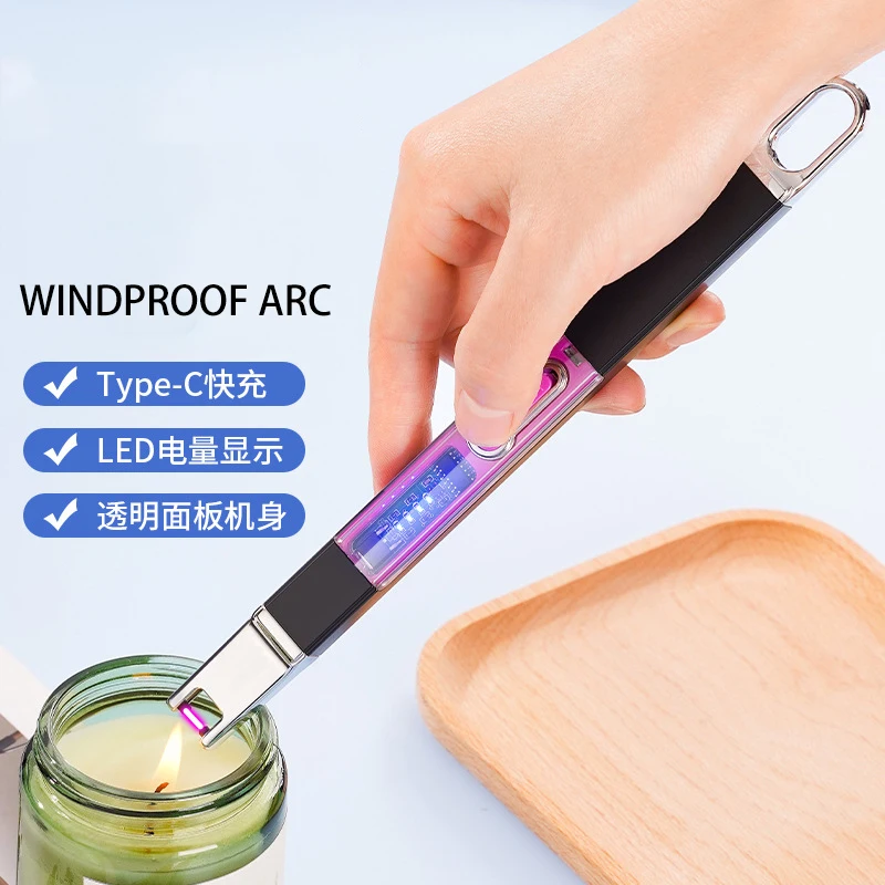 New Transparent Luminous Panel Windproof Arc Igniter Kitchen Portable Lighter Aromatherapy Candle Special Wholesale
