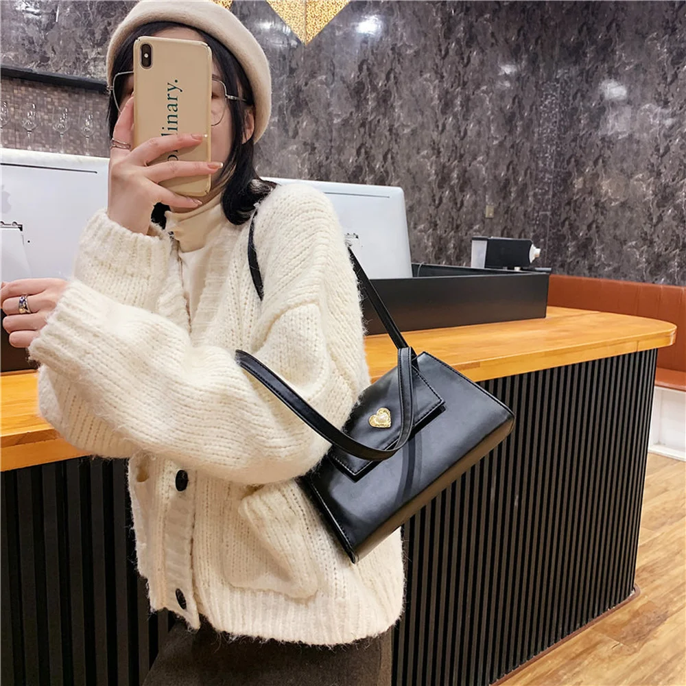 New Red Wine Ladies Underarm Bag Retro Women Portable Small Square Shoulder Bags Vintage PU Leather Female Tote Purse Handbags