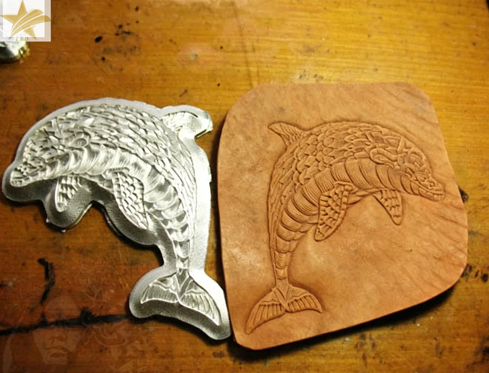 3D Dolphin Leather Emboss Stamp Mold: 17.5x13.5cm  Leathercraft Logo Tool Aluminum Alloy DIY Craft Tool Cold Pressing Stamping