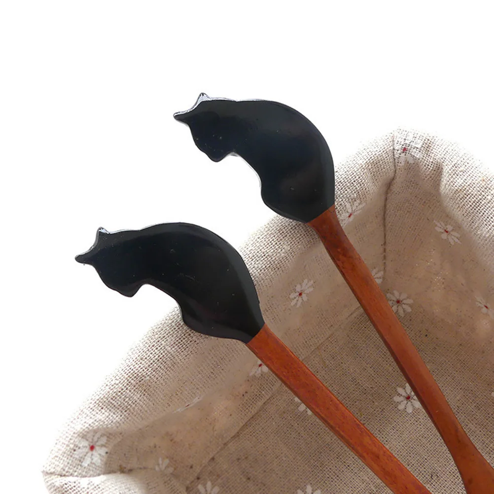 

Cat Design Wooden Spoon Long Handle for Tea Coffee Stirring Soup Salad Cooking Natural Wood Eating Spoons Dinner Utensils
