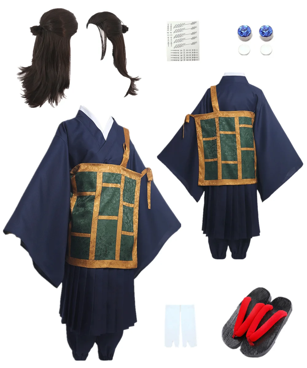 

Anime Movie Cosplay Geto Suguru Costume Blue Kimono Wig Men's Halloween Costume