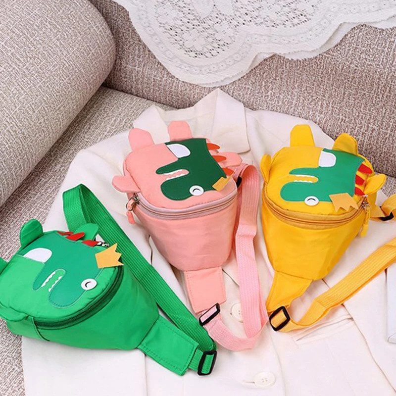 Cartoon Dinosaur Pattern Mini Peito Bolsas para crianças, Baby Boys Gilrs, Cute Outdoor Coin Purse, Kids Gift, Moda