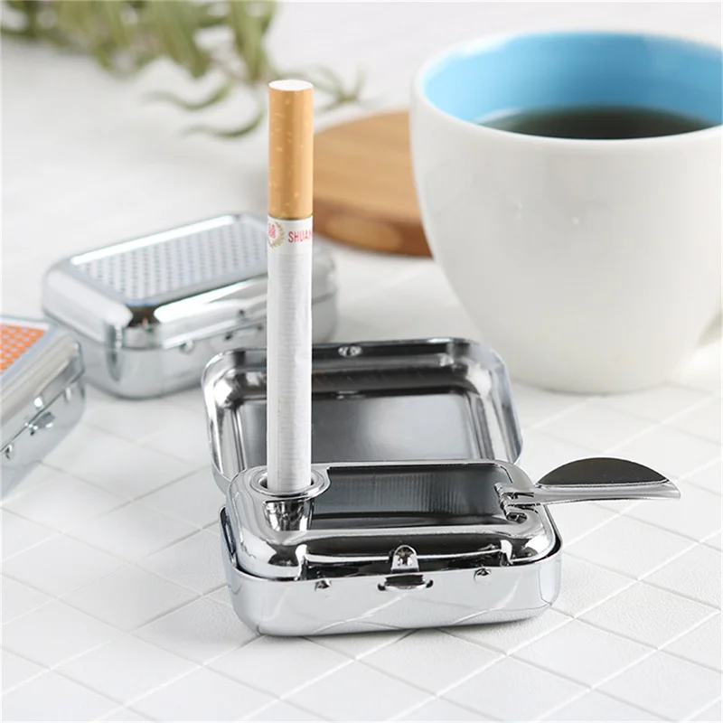 Mini Ashtrays Cigarette Home Outdoors Portable Metal Alloy Pocket Smoke Ash Ashtray For Male Cigarette Accessories