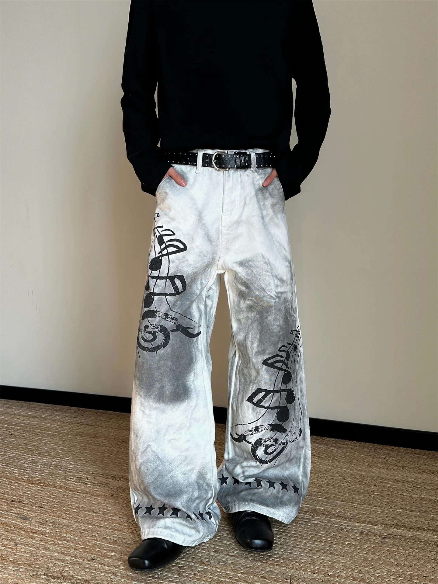 

Американские джинсы Waed Street Sle Cool с широкими штанинами для мужчин, свободного кроя, повседневные, прямые, из денима, молодежный тренд, осенняя мода