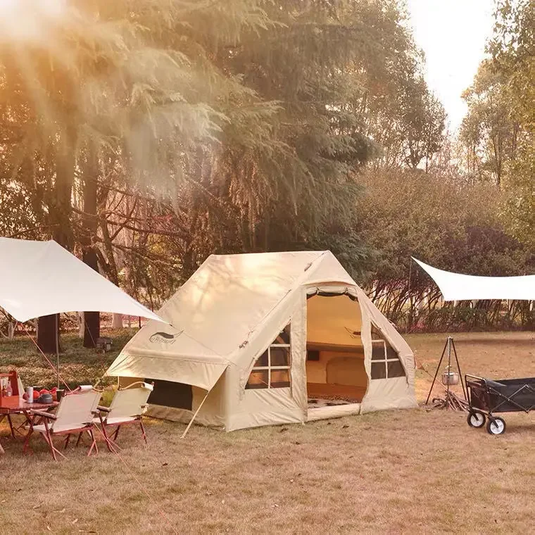 

Outdoor Cotton Air Pole 3-4 Person Trip Tents Movable Travel Quick Opening Inflatable Camping Tent House