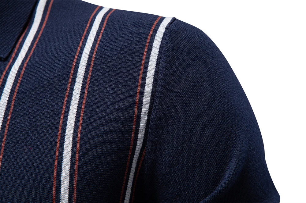 AIOPESON Herren Gestreiftes Poloshirt im Old Money Stil Kurzarm Weich Atmungsaktiv Lässig Eleganter Stoff für Komfortables Tragen – Detail 9