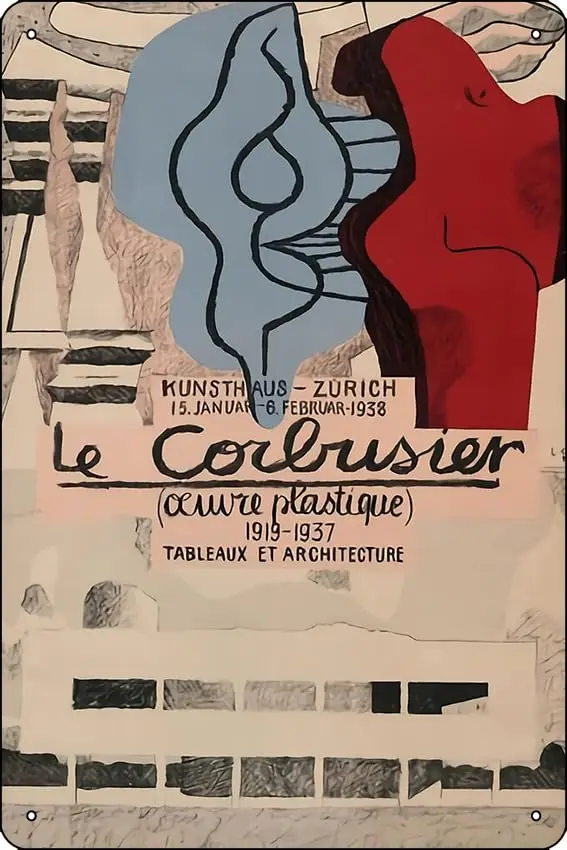 Le Corbusier Poster Funny Metal Tin Sign for Home Kitchen Bar Room Garage Decor 