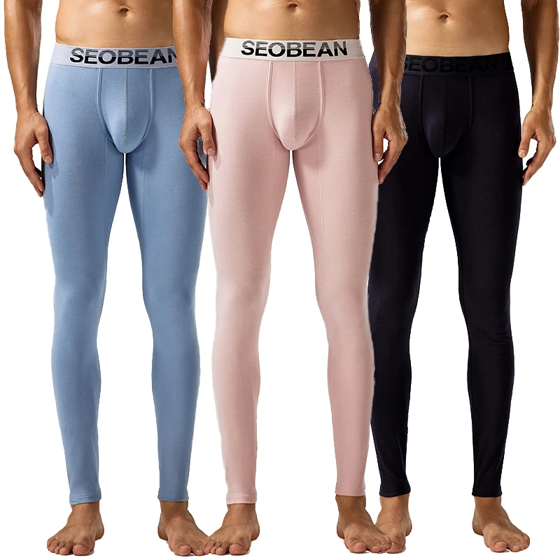 

Men Autumn Winter Fashion Long Johns Mens Leggings Thin Slim Fleece Thermal Underpanties Long Underpants Long Johns for Male
