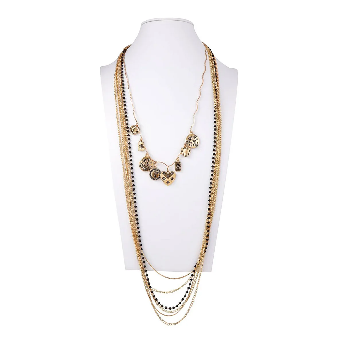 

2025 New ZAA Multilayer Metal Chains Tassels Necklaces for Women Irregular Geometric Pendant Necklace Jewelry Gifts