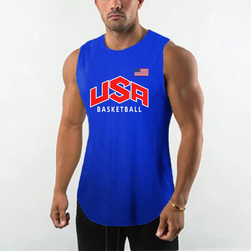 Usa and Flag of The United States Basketball Vests Mesh Quick Dry Fitness Sport Tank Tops Gym Bodybuilding Sleeveless Mens Shirt