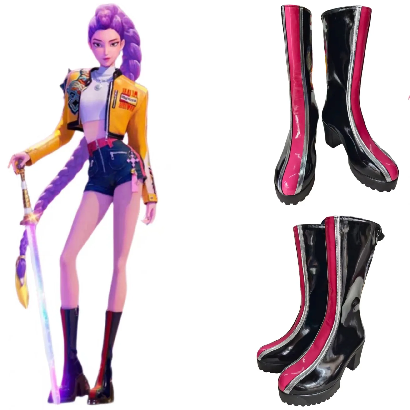 أحذية KPop Demon Hunters التأثيرية رومي أحذية الهالوين كرنفال دعائم الحفلات أحذية مصنوعة من أحذية أطفال رومي