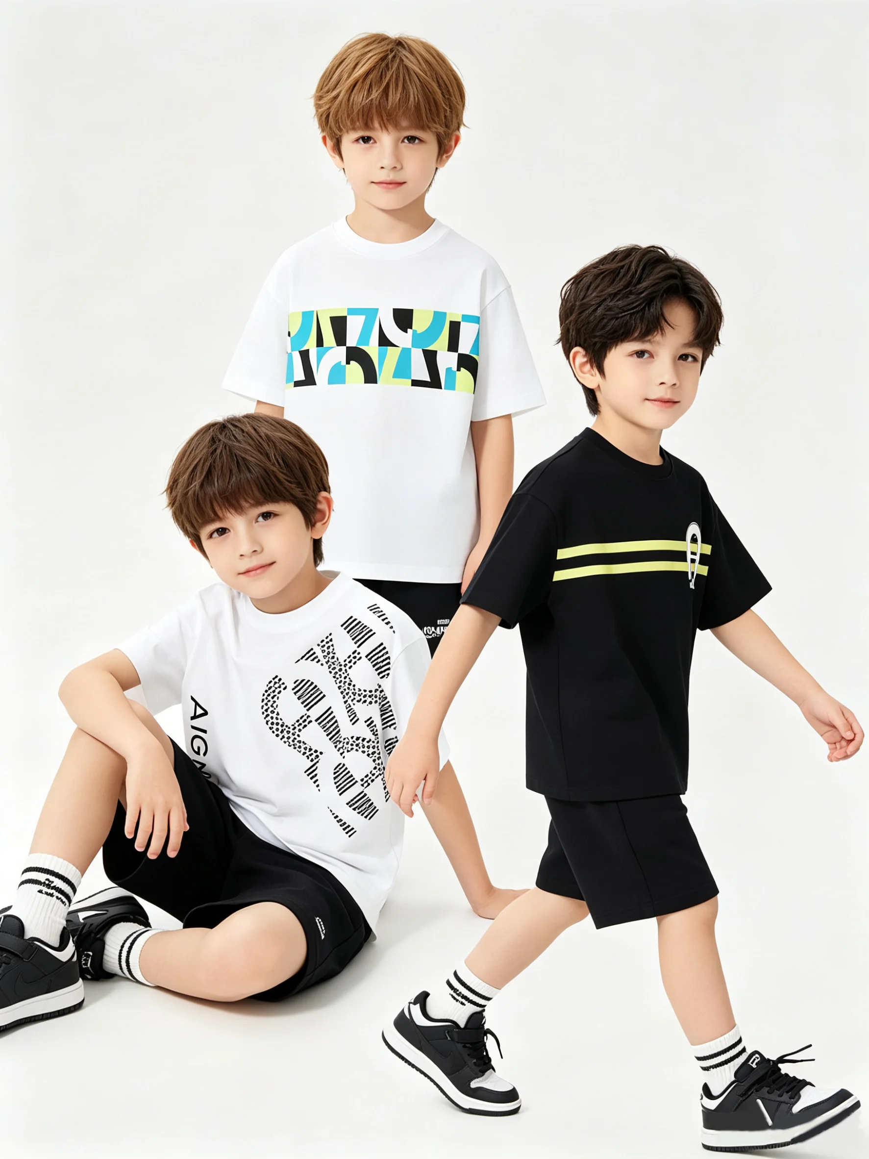Kids Boys Summer T-Shirt, Breathable Cotton Short Sleeve Top with Letter Graphic, Casual Daily Wear for Toddler to Teen