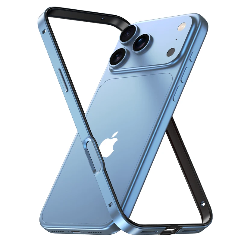 Oranje Metalen Siliconen Bumper Voor iPhone 17 Pro Max Air 16E 16 E 15 Plus 14 13 12 17Pro iPhone 17 iPhone Air Slanke Telefoon Accessoires