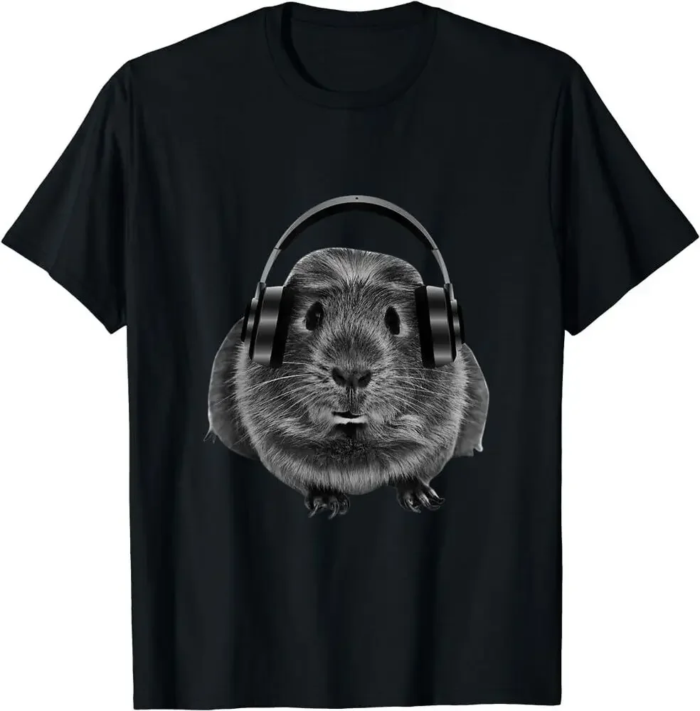

Guinea Pig Graphic Tees Guinea Pig Headphones T-Shirt For Men Clothing Women Tees High Quality 100%Cotton Short Sleeve