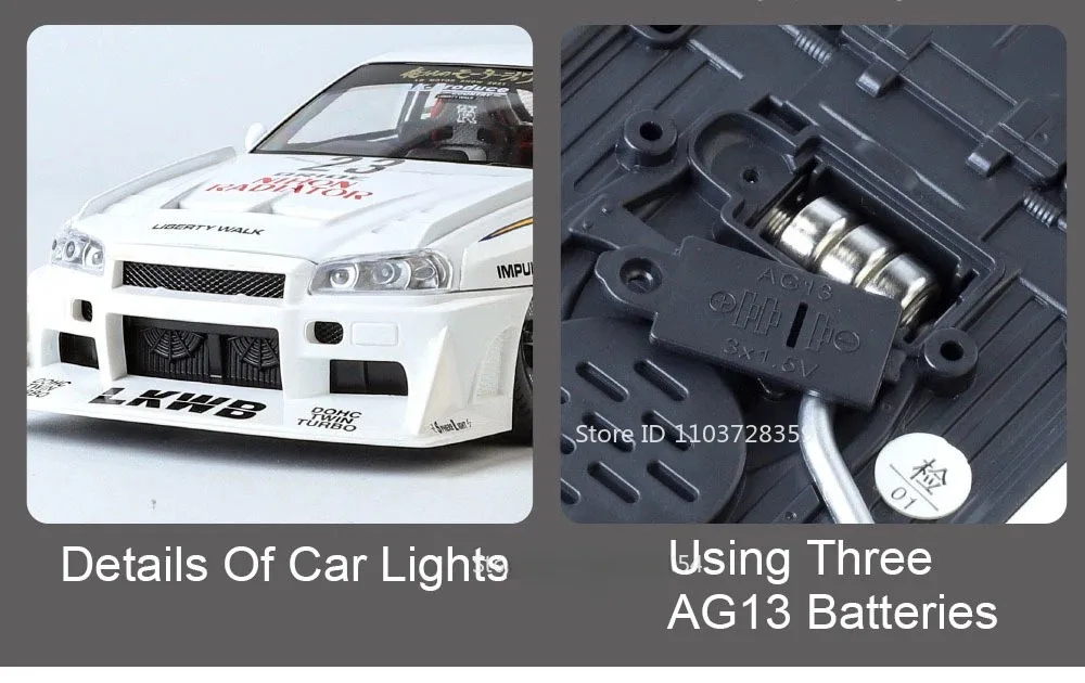 1:24 Tourbillon GTR S15 Modell Sportwagen Spielzeug Legierung Druckguss Sound Licht Türen geöffnet Stoßdämpfung Ornament Supercar für Kinder – Detail 26