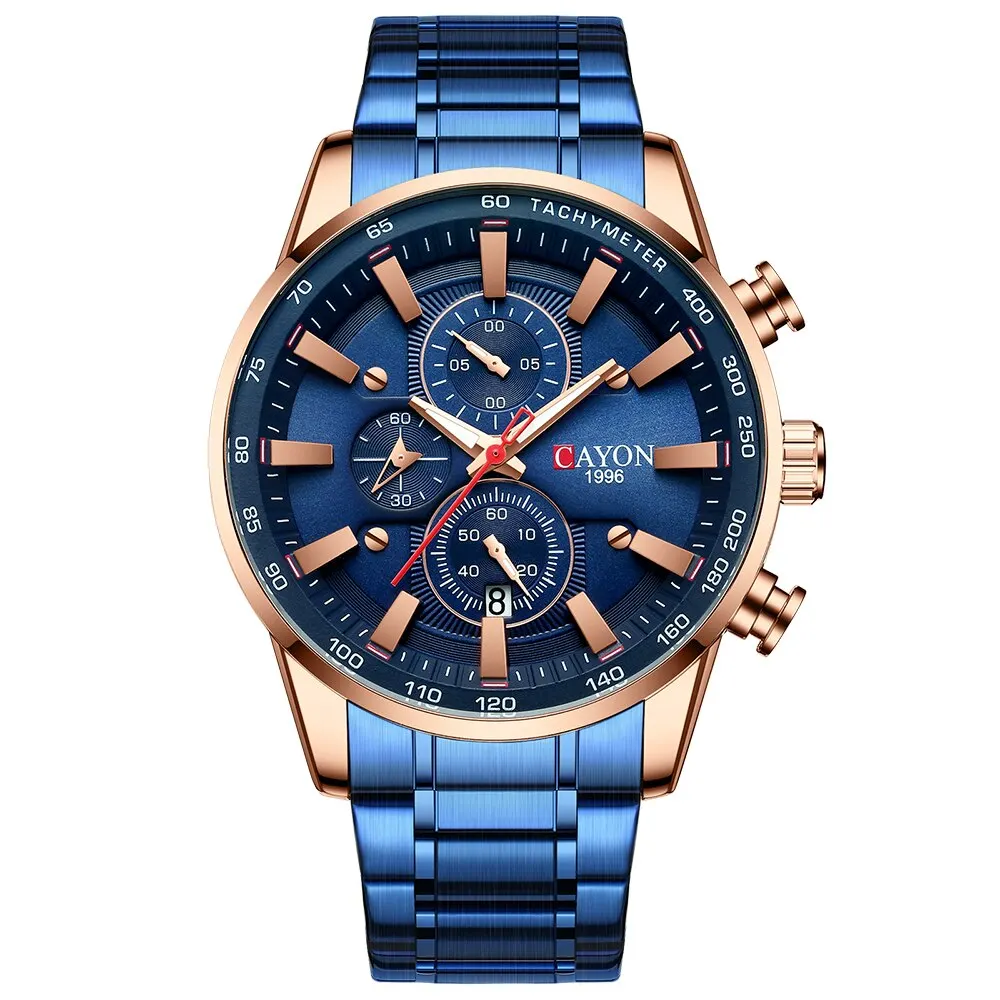 CAYON orologio da uomo Top Brand Luxury Sports Quartz orologi da uomo Full Steel cronografo impermeabile orologio da polso da uomo Relogio Masculino