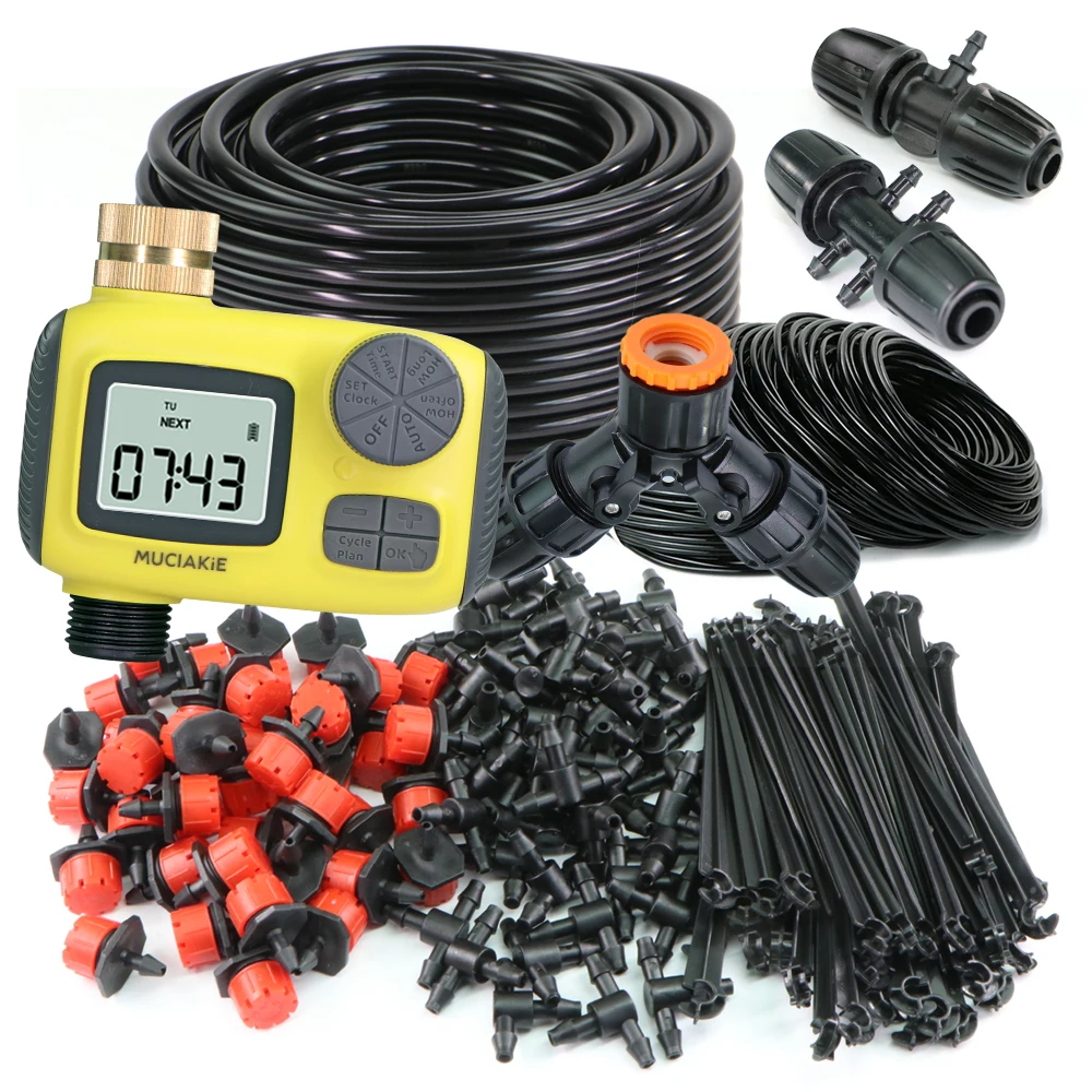 

1/4 "шланг, регулируемая капельница, комплект для капельного орошения, садовый программируемый таймер, автоматическая система полива, труба для ответвления от 16 мм до 4/6 мм