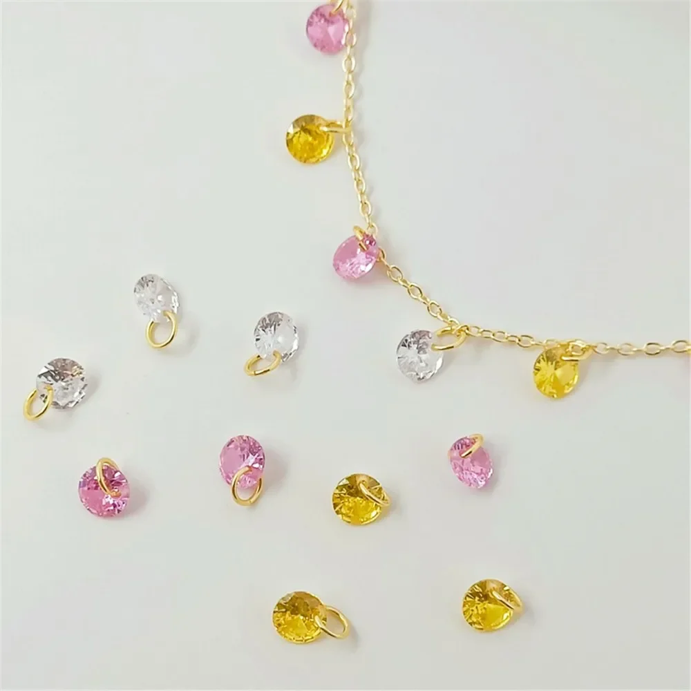 

Silver 18K Gold-plated Micro-inlaid Zirconium Small Pendant Rhinestone Handcrafted DIY Jewelry Accessory