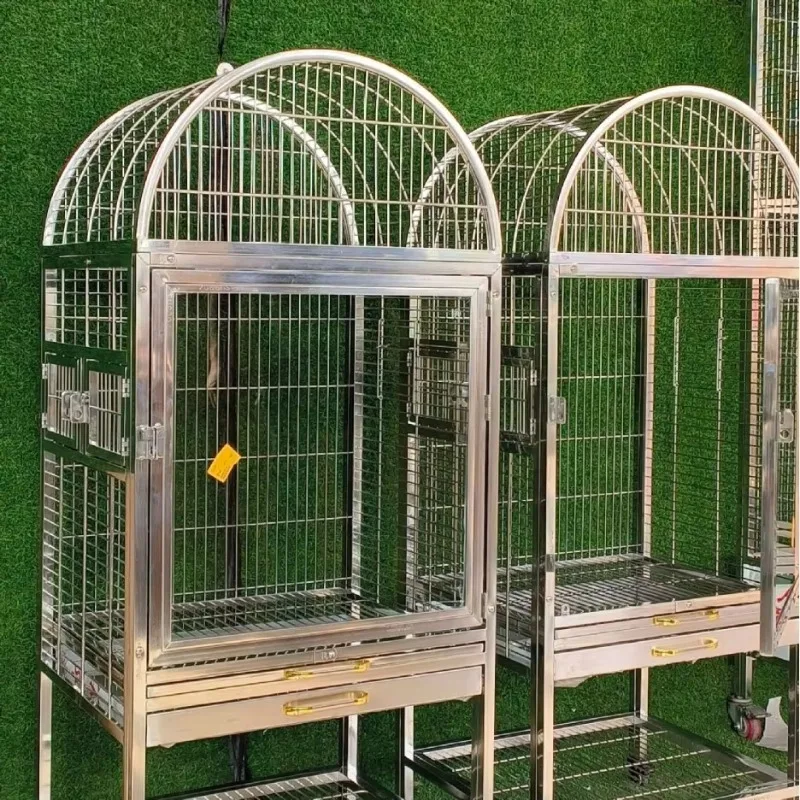 

Large 304 stainless steel bird cage new European indoor parrot breeding cage tempered front iron box breathable solid