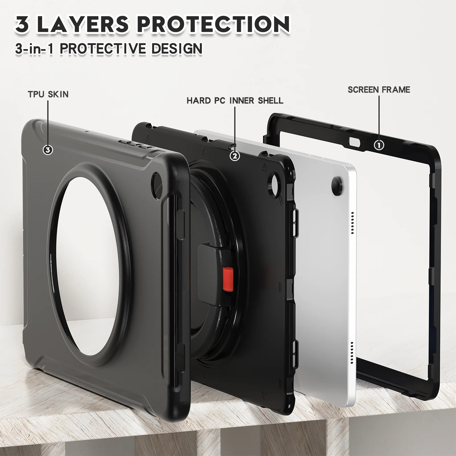 Case For Samsung Tab A9 Plus SM-X210 X216 X218 A8 10.5 X200 X205 A7 10.4 T500 T505 S5E T720 T725 Stand TPU+PC Cover Shockproof