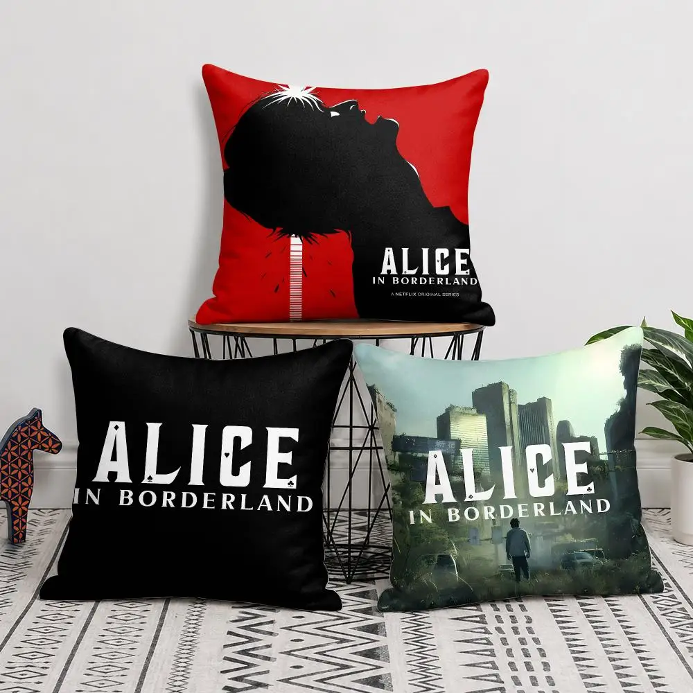 TV A-Alice in Borderland Cushion Cover Double-Sided Plush Sofa Cushion Covers Organic Breathable Invisible Zipper