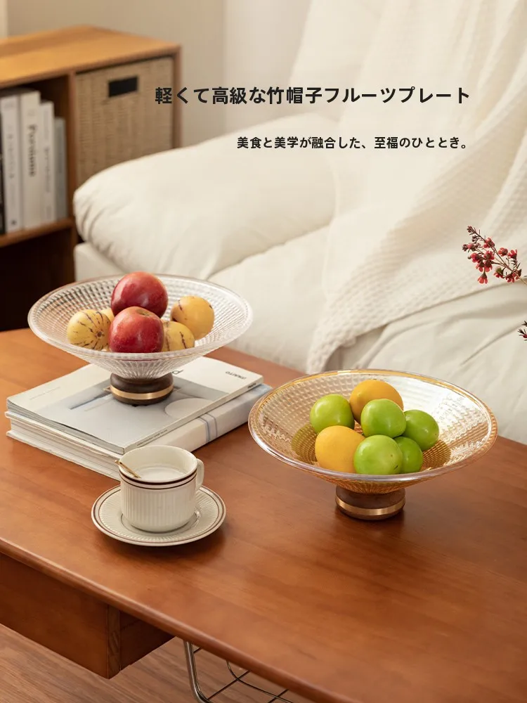 

New Year Luxury Wooden Fruit Tray Nordic Sle Geometric Pattern Handmade Glass Living Room Coffee Table Sna Storage