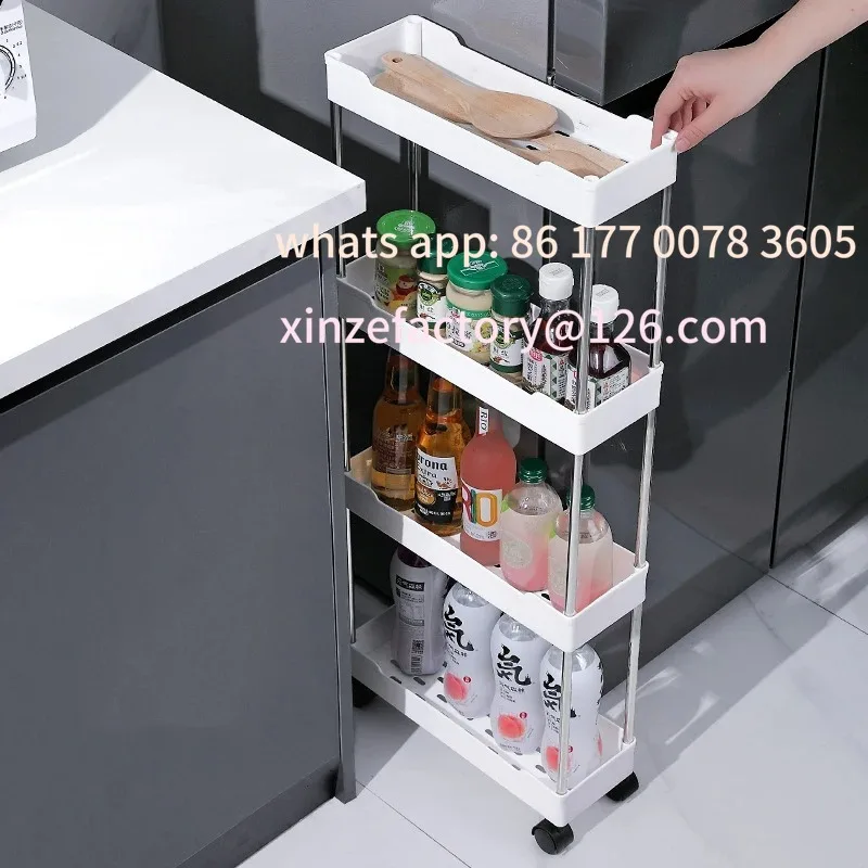 

Customizable Movable Gap Storage Rack Rolling Utility Cart Storage Shelf Kitchen Bathroom Slim Slide Organizer Shelf