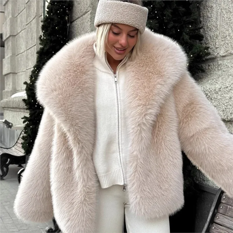 Mixed fur coat women's padded cotton and fleece overcoat loose
