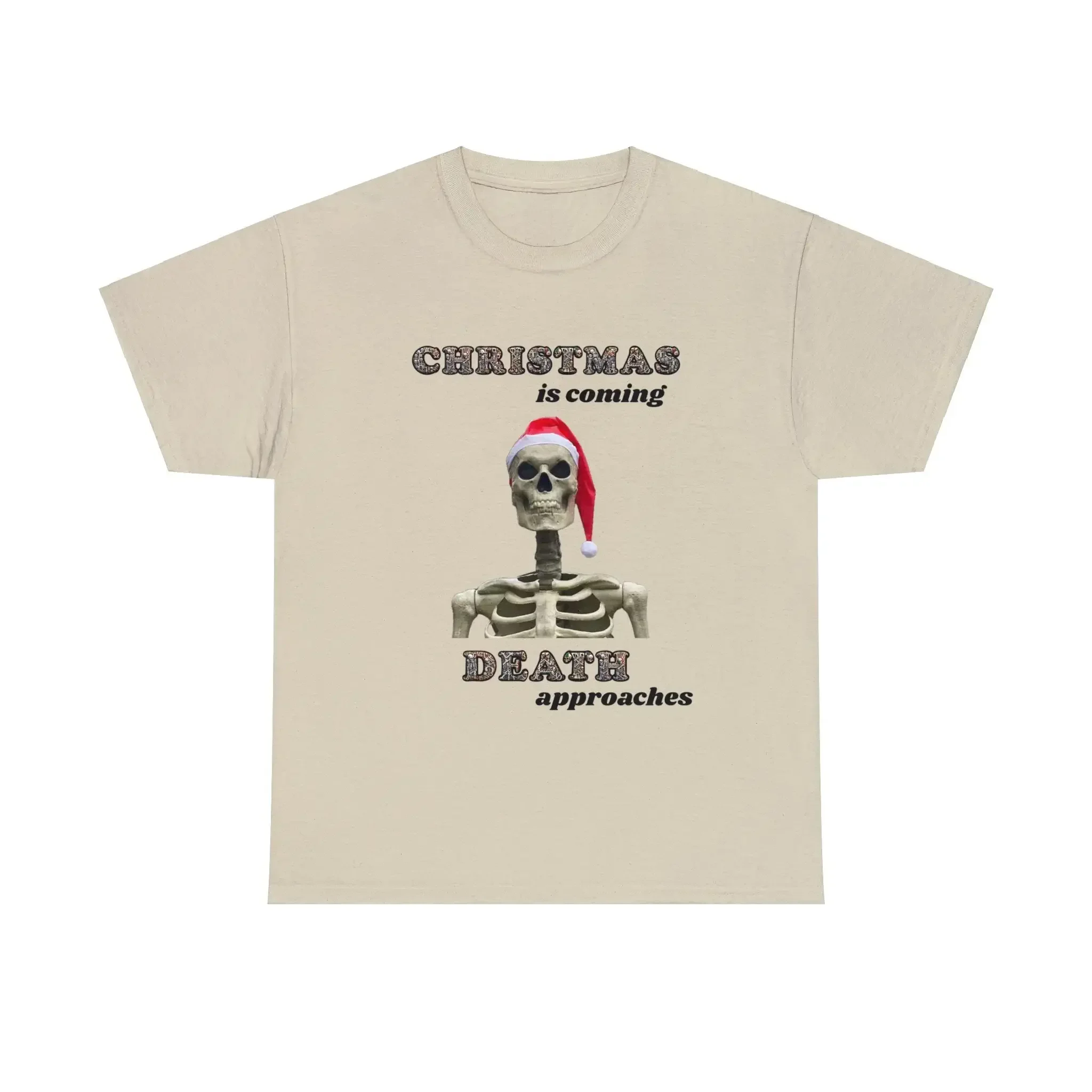 Christmas Is Coming Death Approaches Funny Skeleton Santa Claus T Shirt For Metalhead