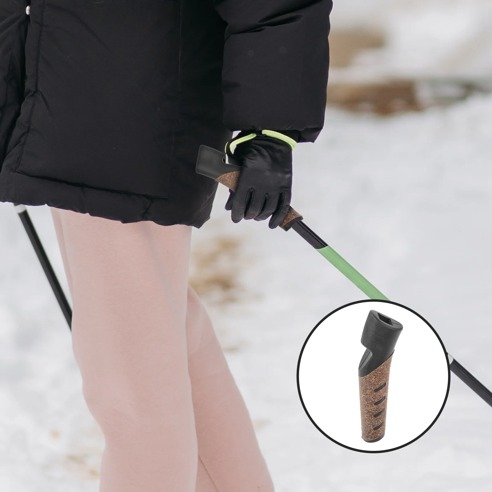 

Wooden Trekking Pole Handle Replacement Ergonomic Grip Durable Wear Resistant Hiking Ski Pole Outdoor Tool Trekking Rod Handle