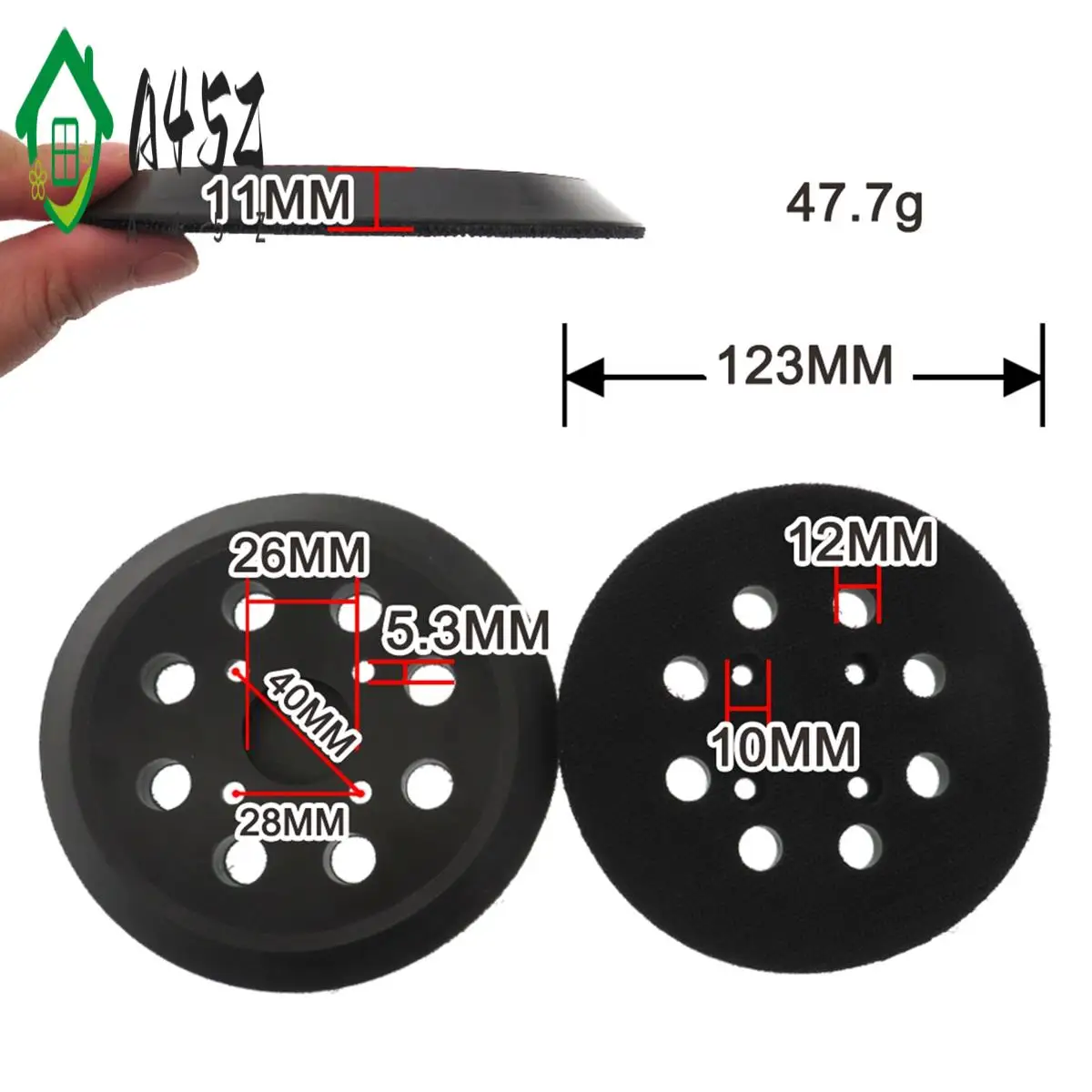 

A45Z-5-дюймовая шлифовальная подушечка на липучке, сменная шлифовальная подушечка 125 мм для Ryobi RS290 6021-21