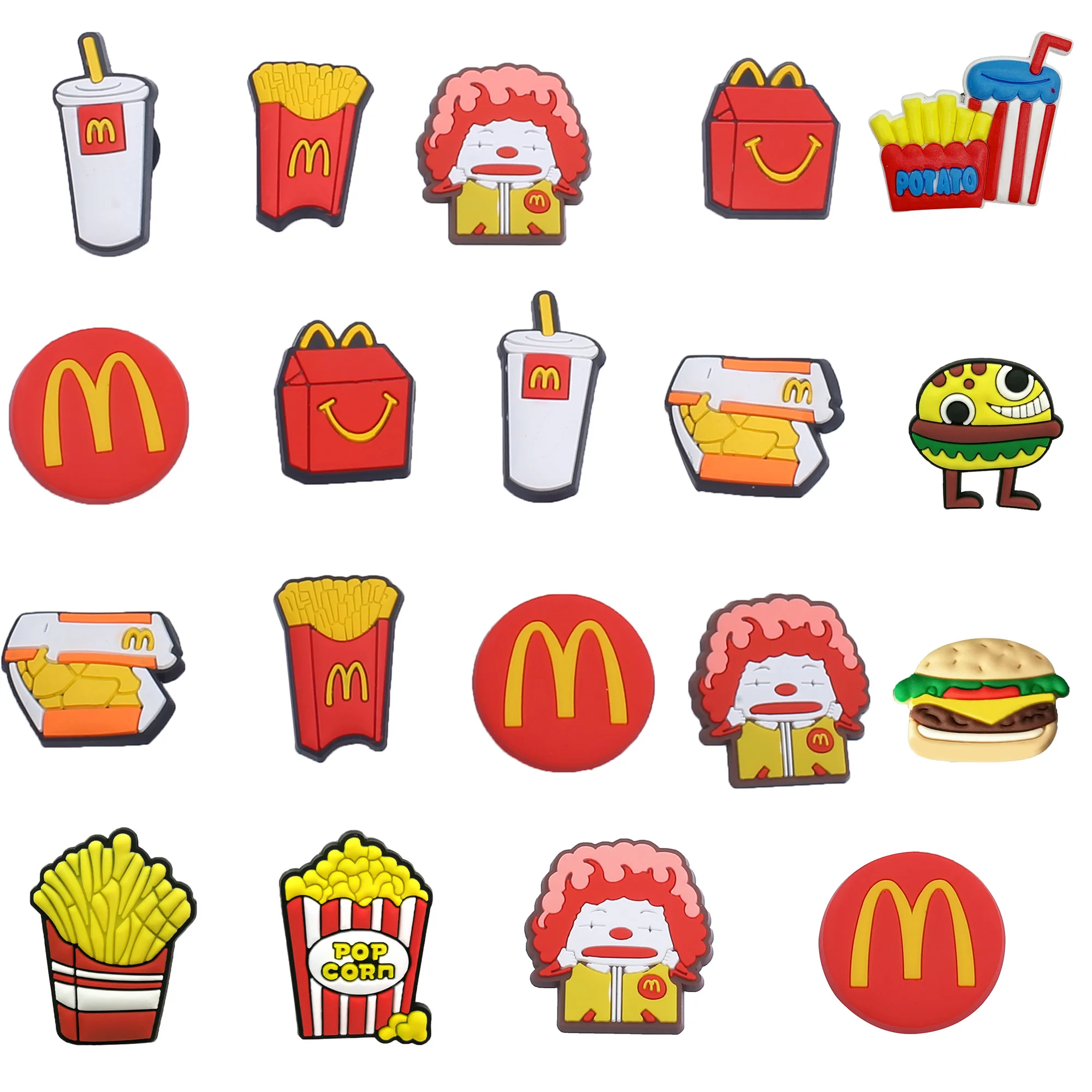 5-50pcs MINISO Burger fries Shoe Charm for Shoes Drnaments Sandals Accessories PVC Decorations Wrist Strap Kids Gift Wholesale