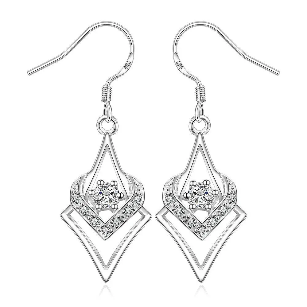 

925 Sterling Silver Factory Wholesale Price Drop Dangle Earrings For Women Wedding Lady Earrings Zircon Jewelry Crystal Earrings