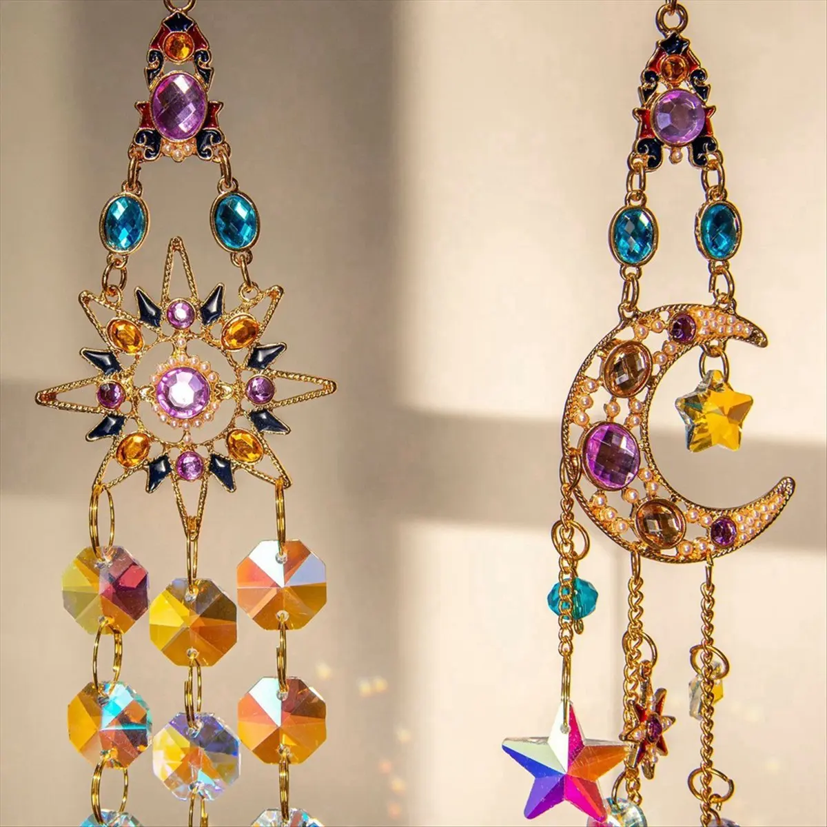 【HOT N07R】 Crystal Outdoor Wind Chimes Garden Wind Music 3d Wind Spinner Hanging for Garden Rainbow Maker Decoration B