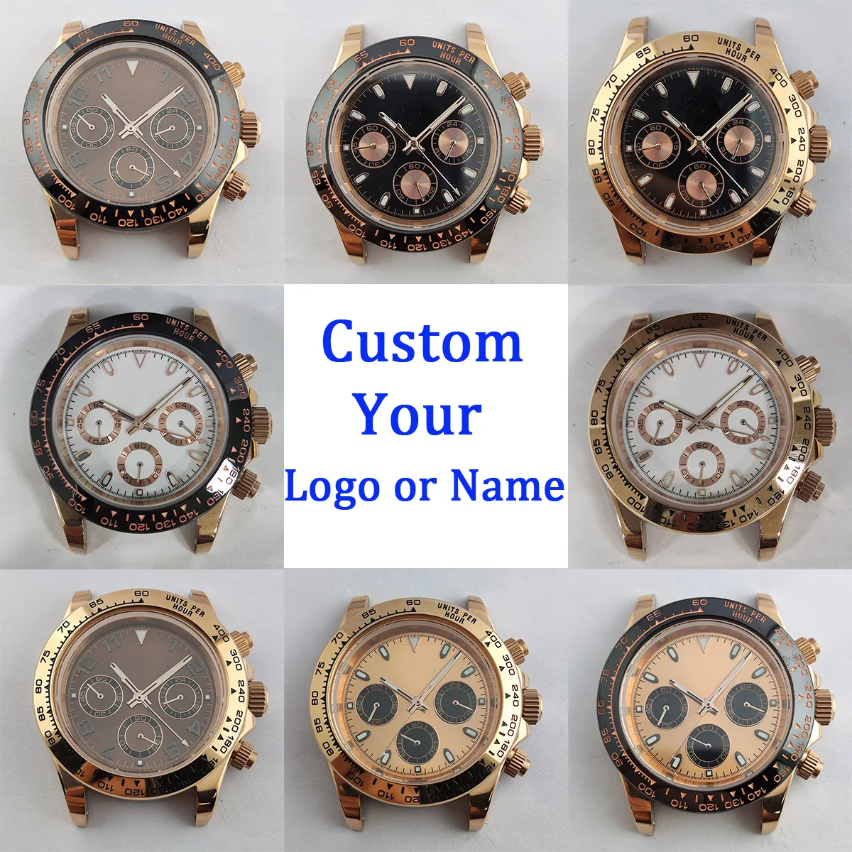 panda dial vk63 case custom logo nh35 watch case japan quartz watch VK63 movement nh36 case chronograph electronic Multifunctio