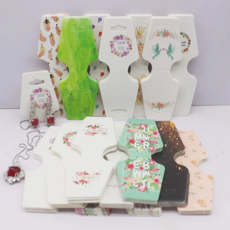 100 шт., карты для демонстрации ювелирных изделий, ценник, складная бумажная карта для ожерелья, браслета, повязка на голову, повязка для волос, подвесная этикетка, держатель для упаковки