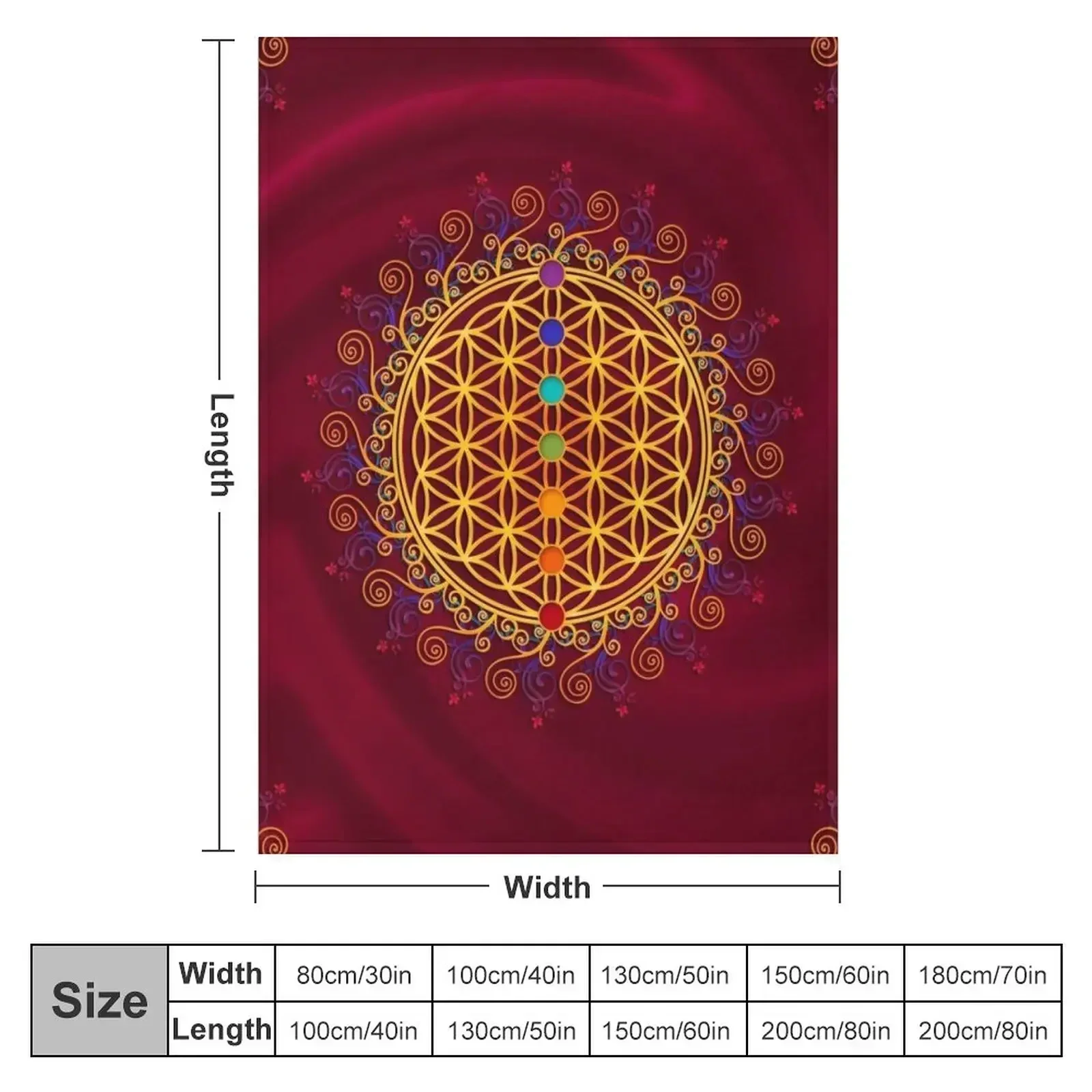 FLOWER OF LIFE, CHAKRAS, SPIRITUALITY, YOGA, ZEN, Throw Blanket couch cozy soft plush fuzzy picnic outdoor blanket