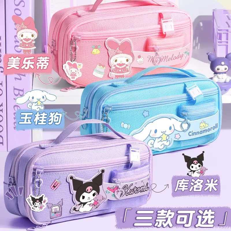 Large-capacity multi-functional zipper pencil bag wear-resistant Oxford cloth stationery box student desk storage bag in stock