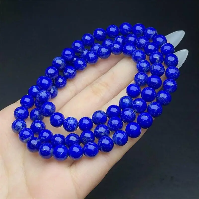 

7MM Natural Lapis Lazuli Triple Circle Bracelet Women Healing Gemstone Crystal Strand Bangles Lovers Girlfriend Jewelry 1PCS