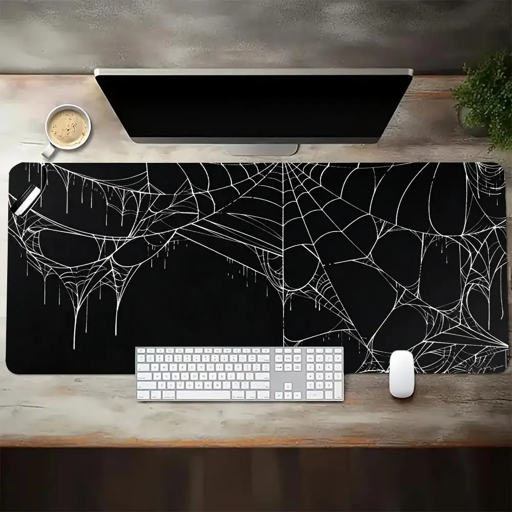 Black Dark Lace Texture Mouse Pad Desk Mat Large Size Non Slip Rubber Base Smooth Cloth Surface For Office Home Desk Decor
